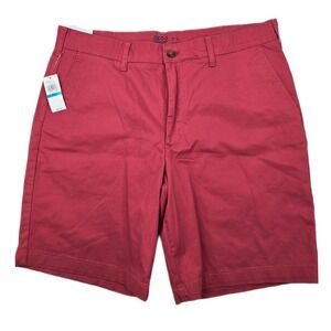IZOD Chino Shorts Mens 36 Red Cotton Stretch Saltwater Classic Fit 9.5" NEW
